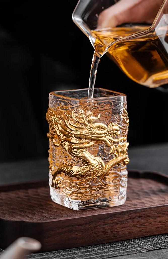 Glass Tea Cup Golden Dragon Cup Heat-resistant Glass Master Cup Single Cup