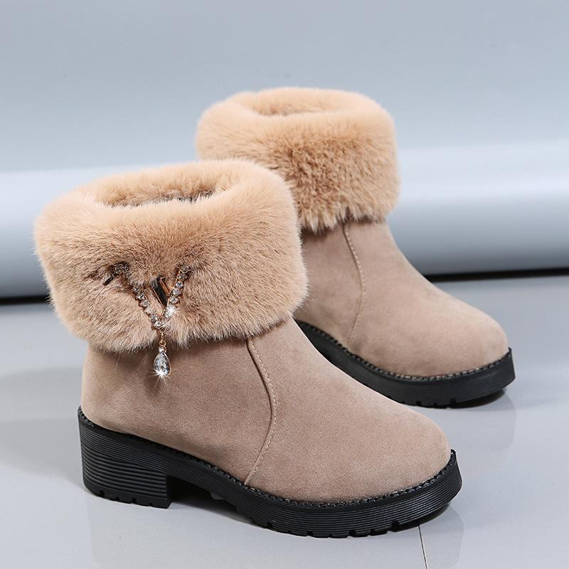 

Массивные ботинки зимняя женская обувь элегантные удобные меховые теплые зимние ботинки женская модная хлопковая обувь 37 хаки