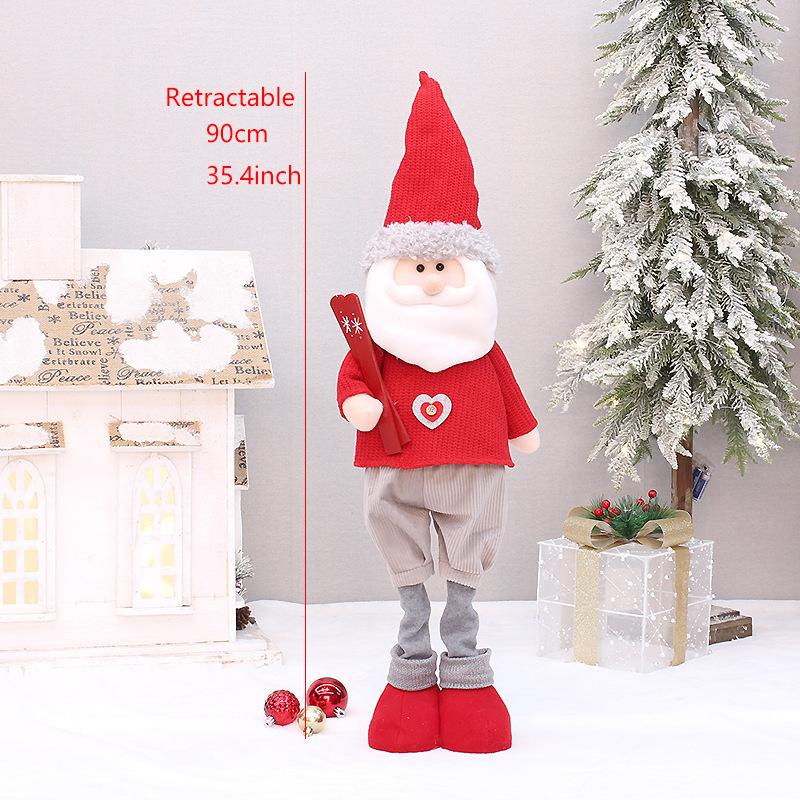 Christmas new red knitted fabric sitting and retractable old man snowman elk doll set decoration ornament