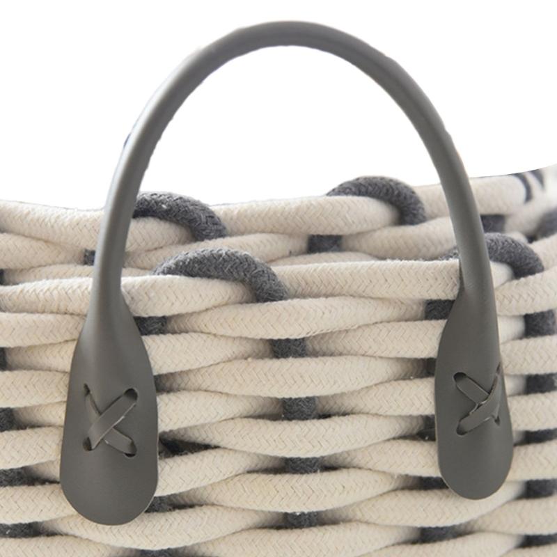 Sturdy Cotton Rope Basket with Handles Practical Woven Storage Holder Baskets For Organizing Clothes Towels And More