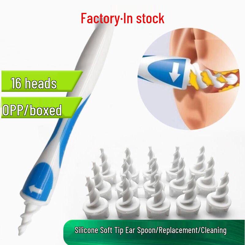 Rotating Silicone Ear Cleaner with 16 Heads for Children and Adults