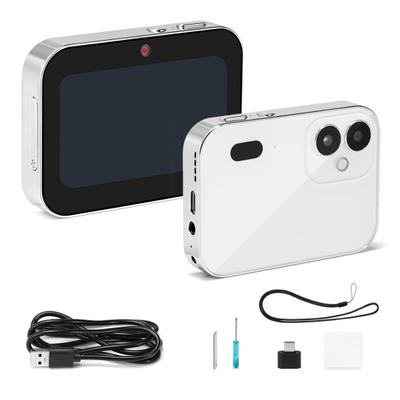Câmera digital touchscreen com detecção de rosto e foco automático, câmera de vlog portátil de 64 MP, 16X, tamanho compacto, selfie digital