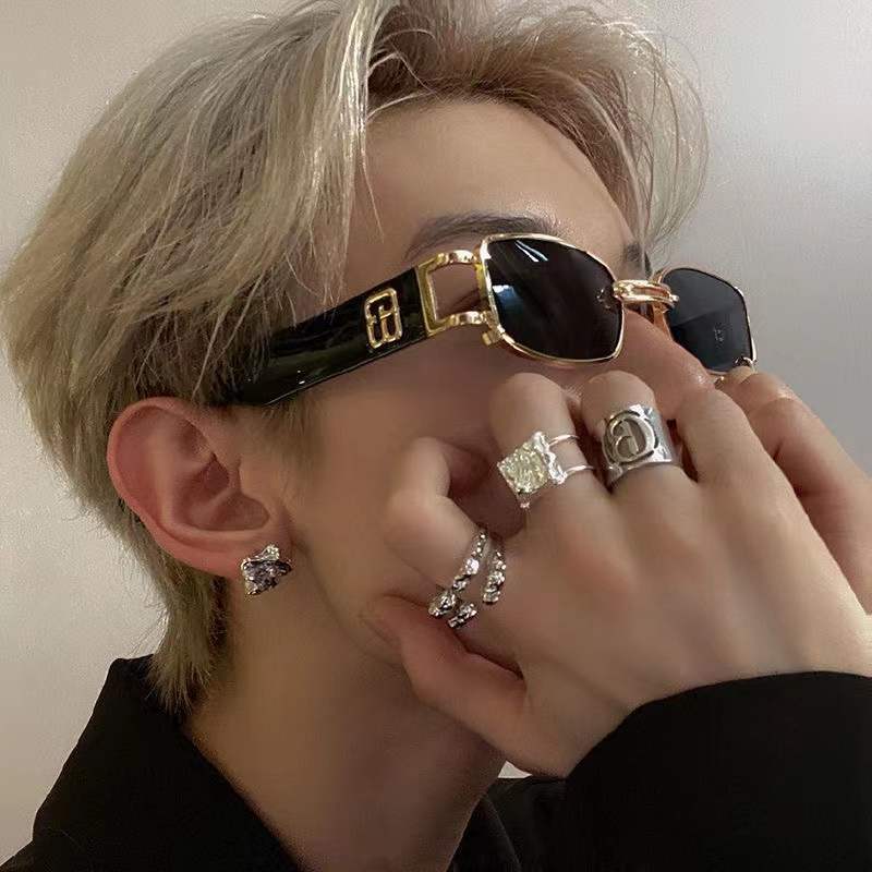 Small Frame Sunglasses Female Fashion Net Red With Retro Sunglasses Ins Korean Personality Narrow Frame Hip Hop Sunglasses