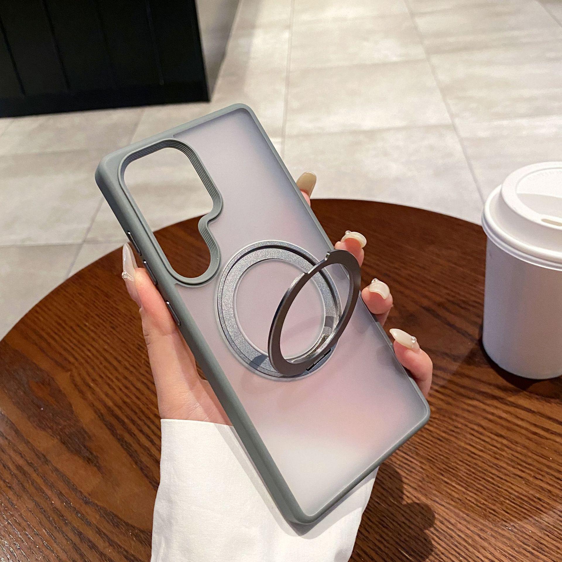 Samsung S26 Ultra Frosted Phone Case with Rotating Stand, Magnetic S25 Plus, Drop-proof Protection S26 Plus