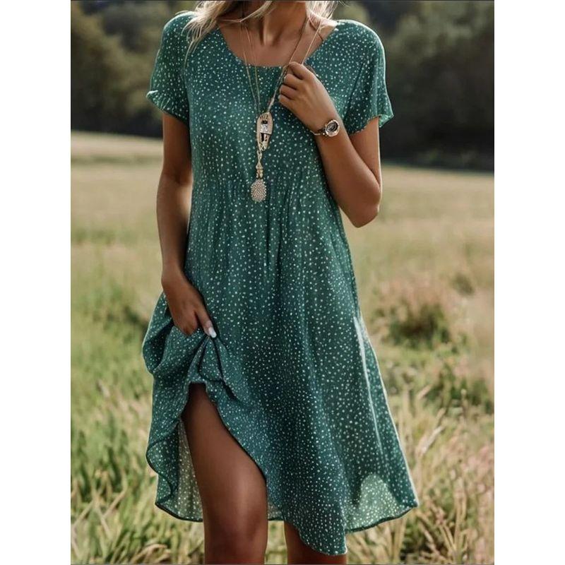 Casual Printed Round Neck Neck Loose Dress Casual Print Round Neck Loose Dress