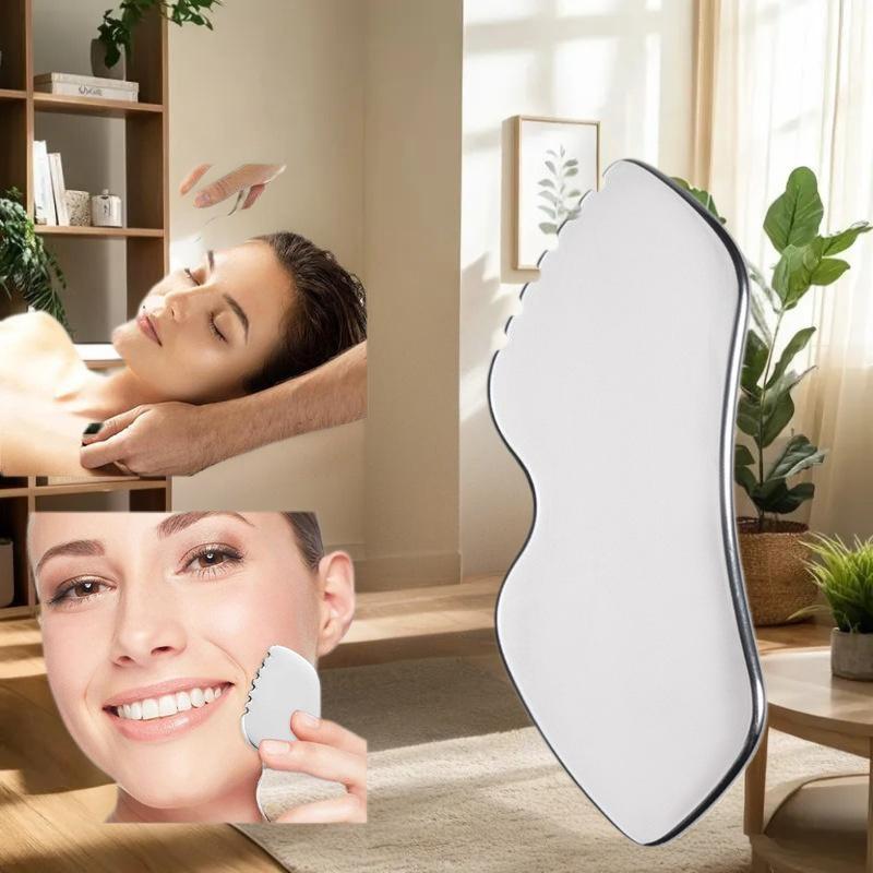 Stainless Steel Facial Roller and Gua Sha Tool – Dual-Function Massage Device for Face and Neck Skin Tightening and Lifting