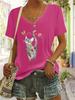 2026 New Summer Women's Fashion T-Shirt Short Sleeve 3D Cat Print Top Tees V-Neck Casual Woman Graphics Clothes Women's Clothing