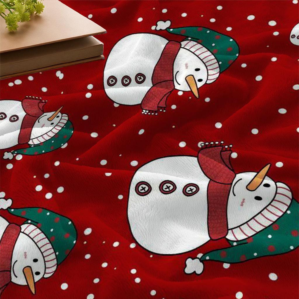 Cartoon Christmas Snowman Printed Blanket for Sofa Travel Camping Living Room Office Conditioning Blanket for All Seasons Gifts