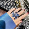 Luxus Kristall Blume Großer Offener Ring für Damen Trendiger Modischer Party Sommerurlaub Statement Schmuck