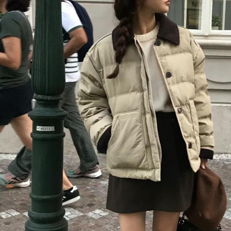 

Хлопковое пальто для женщин, Зимнее короткое, Свободное и утолщенное хлопковое пальто для невысоких людей, Хлопковая куртка в корейском стиле, Куртка в стиле «маленькая ароматная» XL