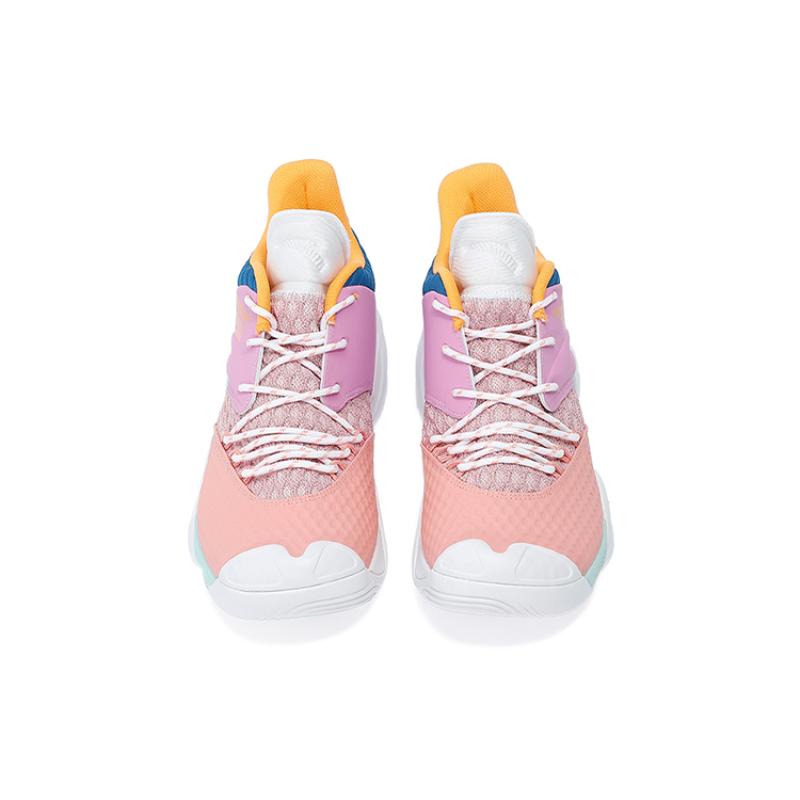 Anta Anti Slip Wear Resistant Mid Top Basketball Shoes Men's Pink Purple White Sneakers 112131616S-2