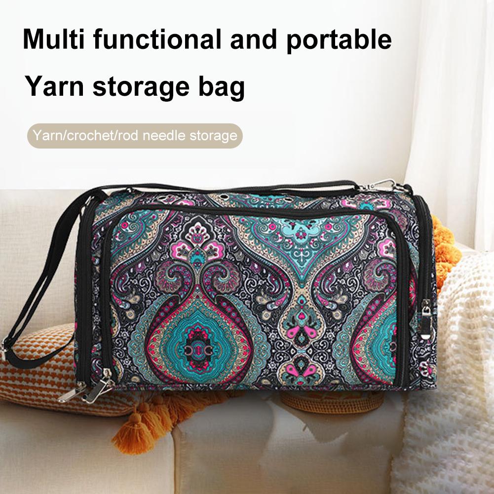 Knitting Yarn Organizer Multifunctional Crochet Yarn Tote Bag Oxford Cloth Knitting Project Storage Bag for Thread Sewing Tools