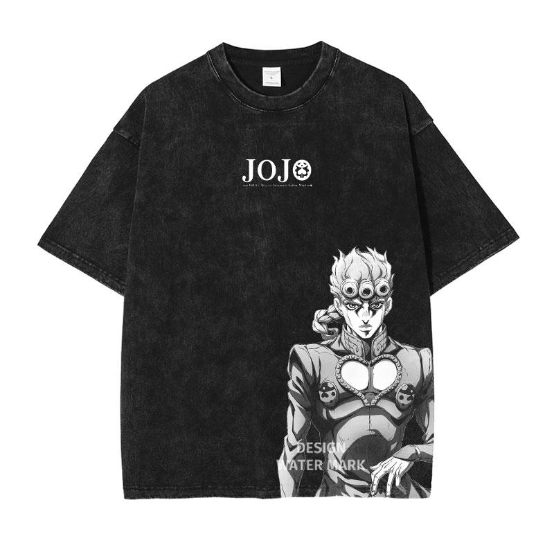 JoJo's Bizarre Adventure Manga T-shirt Anime Graphic Print T Shirt Men Women Clothing Short Sleeve Tees Washed Oversized Tshirt