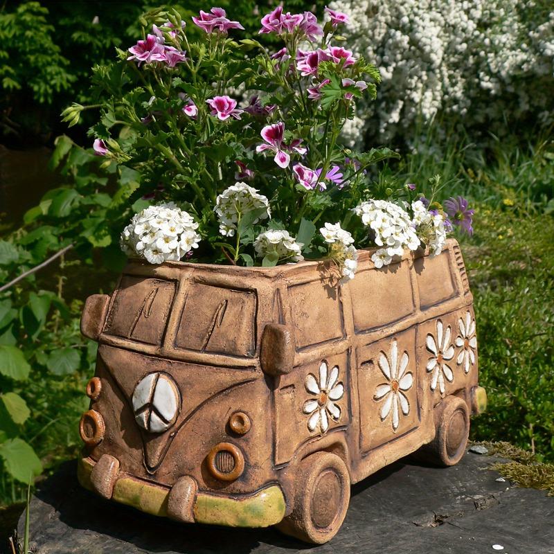 1PC retro hippie carriage resin flower pot, creative indoor and outdoor decoration flower pot, multi-functional room decoration