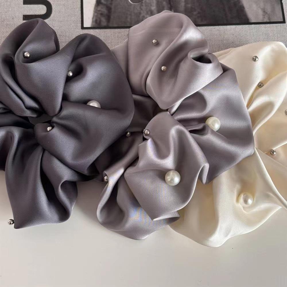 Elegant Satin Headband with Pearl Rivets for Women