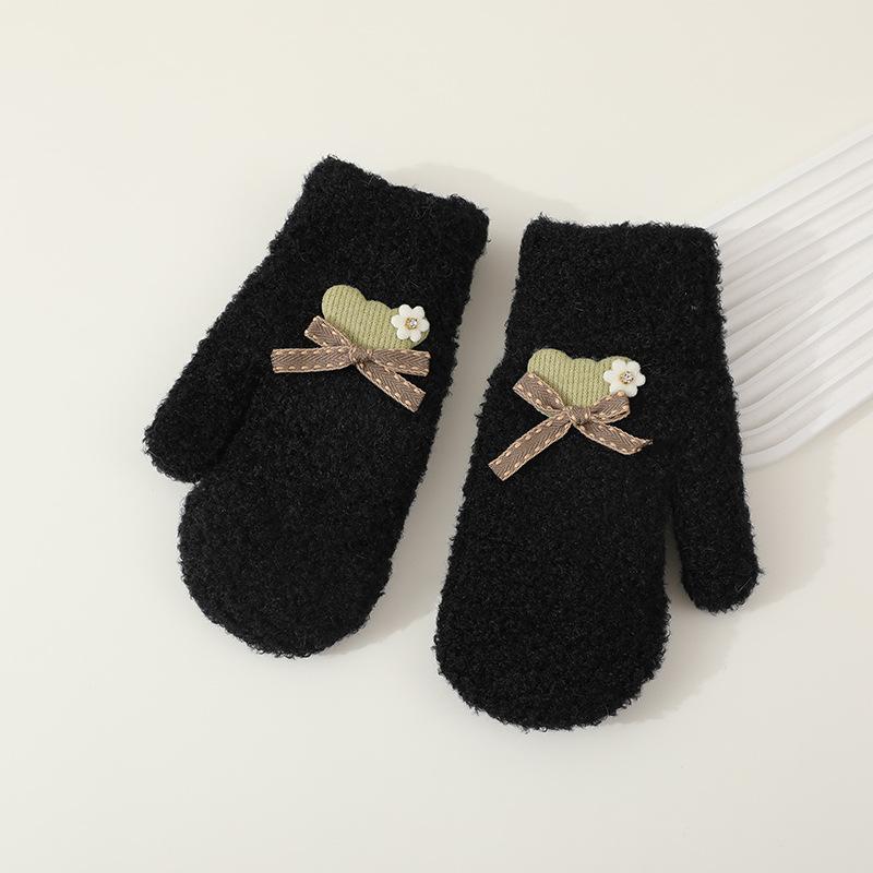 All-inclusive Mittens, Women's Velvet and Thickened Winter Adult Student Cycling To Keep Warm and Cold-proof Wool Knitted Full Finger