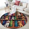 Runder Teppich mit Hunde-Muster, Teppich für Wohnzimmer, Schlafzimmer, Sofa, Spielzimmer-Dekor, Rutschfeste Bodenmatte, Feiertagsgeschenke und Geburtstagsgeschenke