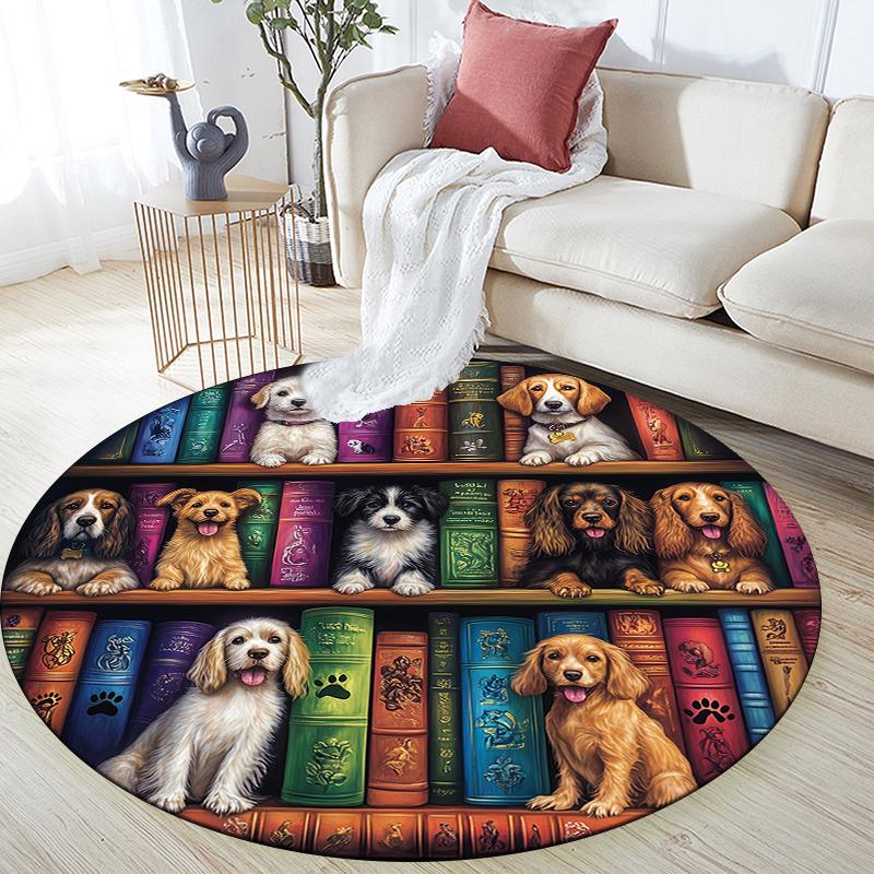 

Pack of Dogs pattern round rug,Carpet Rug for Living Room Bedroom Sofa Playroom Decor,Non-slip Floor Mat,Holiday Gifts and Birthday Gifts 80cmx80cm