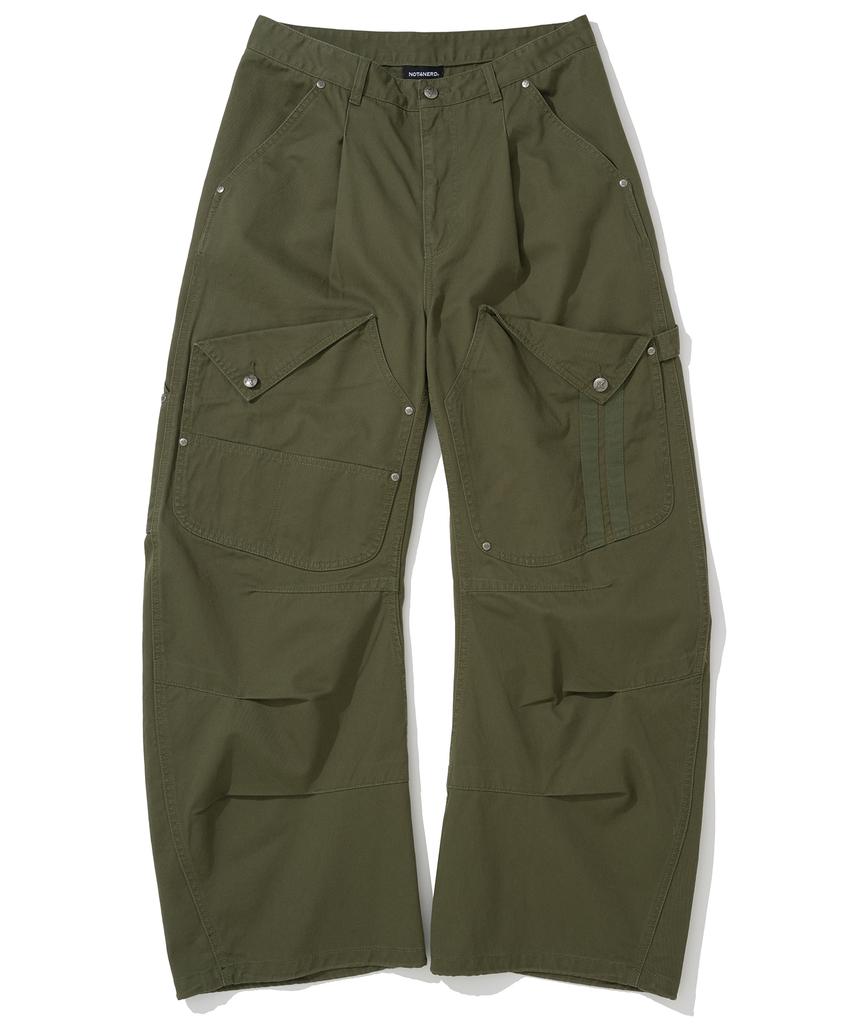 NOT4NERD Flap Pocket Curved Cotton Pants - Khaki