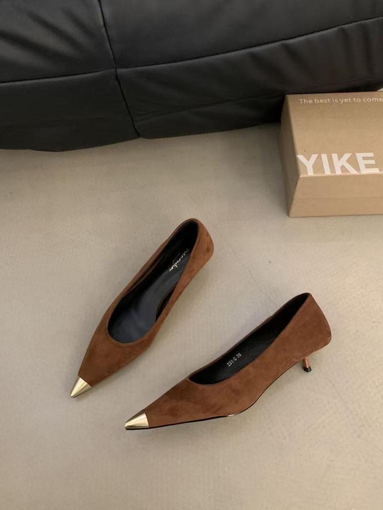 2025 skirt temperament pointed French light mouth single shoes with color matching new summer stiletto high heels celebrity single