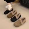 Fleece One-pedal Non-slip and Warm Doudou Cotton Shoes Retro Casual Soft-soled Fluffy Shoes Women's 2025 Autumn and Winter New Models