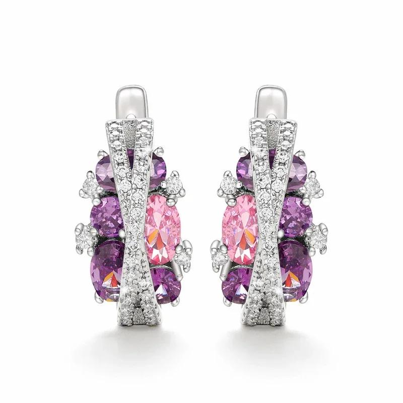 

2026 Chic Fancy Hoop Earrings Lady Engagement Accessories Exquisite Design Brilliant Zirconia Gift for Women Aesthetic Zircon