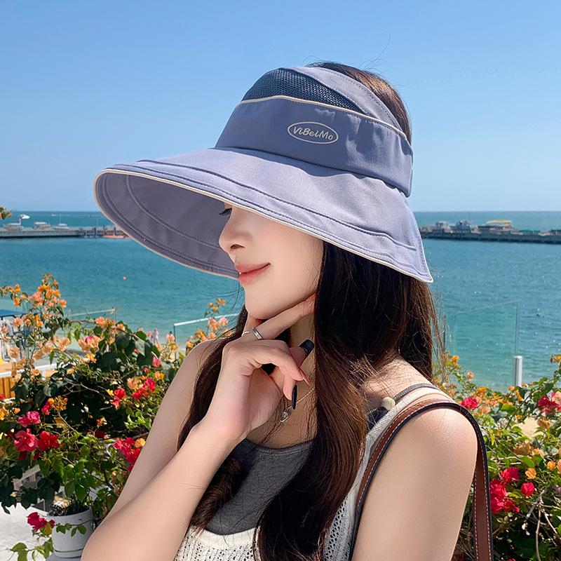 

Letter empty top hat women s summer outdoor face small wide brim sun protection hat breathable UV protection sun hat