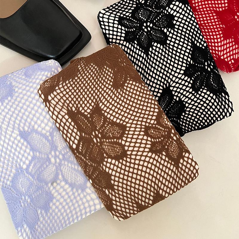 1 collant fin et sexy en dentelle florale Y2K, grande taille, multicolore
