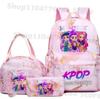 KPOP Demon Hunter Girls Backpack Lunch Bag Pencil Case Set Student Anime Fashion Schoolbag Pencil Case Bento