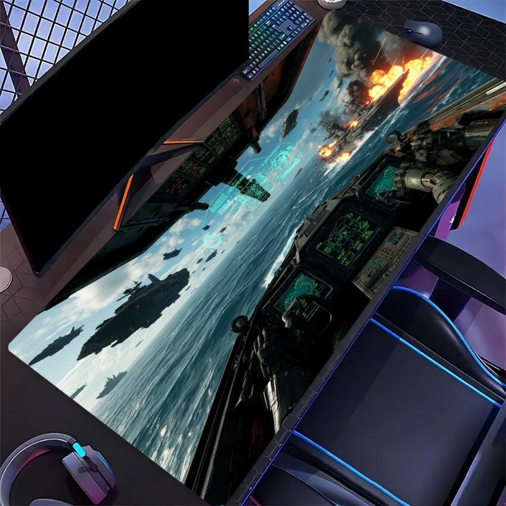 Jet Cockpit Warship Extended Gaming Mouse Pad Antislip Desk Mat Stitched Edge Aesthetic Decor For Pc Gamer Office Laptop