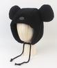 Big Ear Bear Fleece Black Bonnet Hat