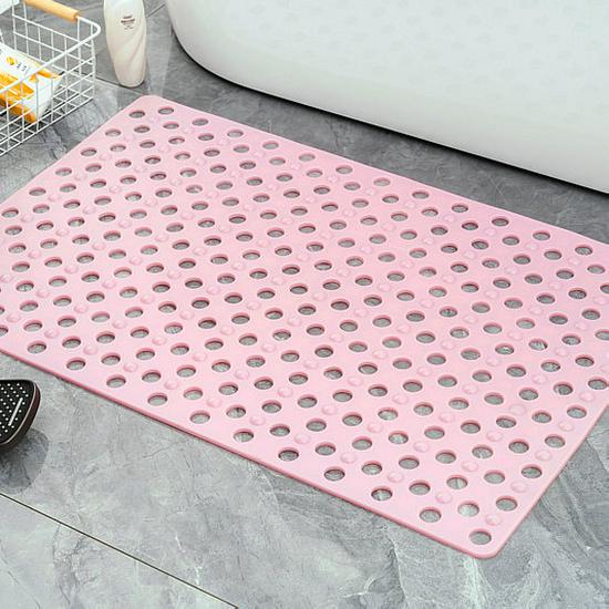 Absorbent Non-Slip Bathroom Mat with Suction Cups and Large Drainage Holes