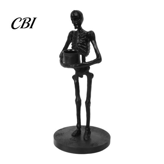Indoor Outdoor Festive Decor Gothic Candle Holder, Spooky Skeleton/Skeleton Hand Taper Resin Skeleton Holder Candlestick Decoration for Halloween