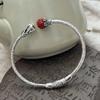 925 Silver Retro New Chinese Flower Nanhong Bracelet Female Ethnic Style Niche Design Sense Versatile Opening Adjustable