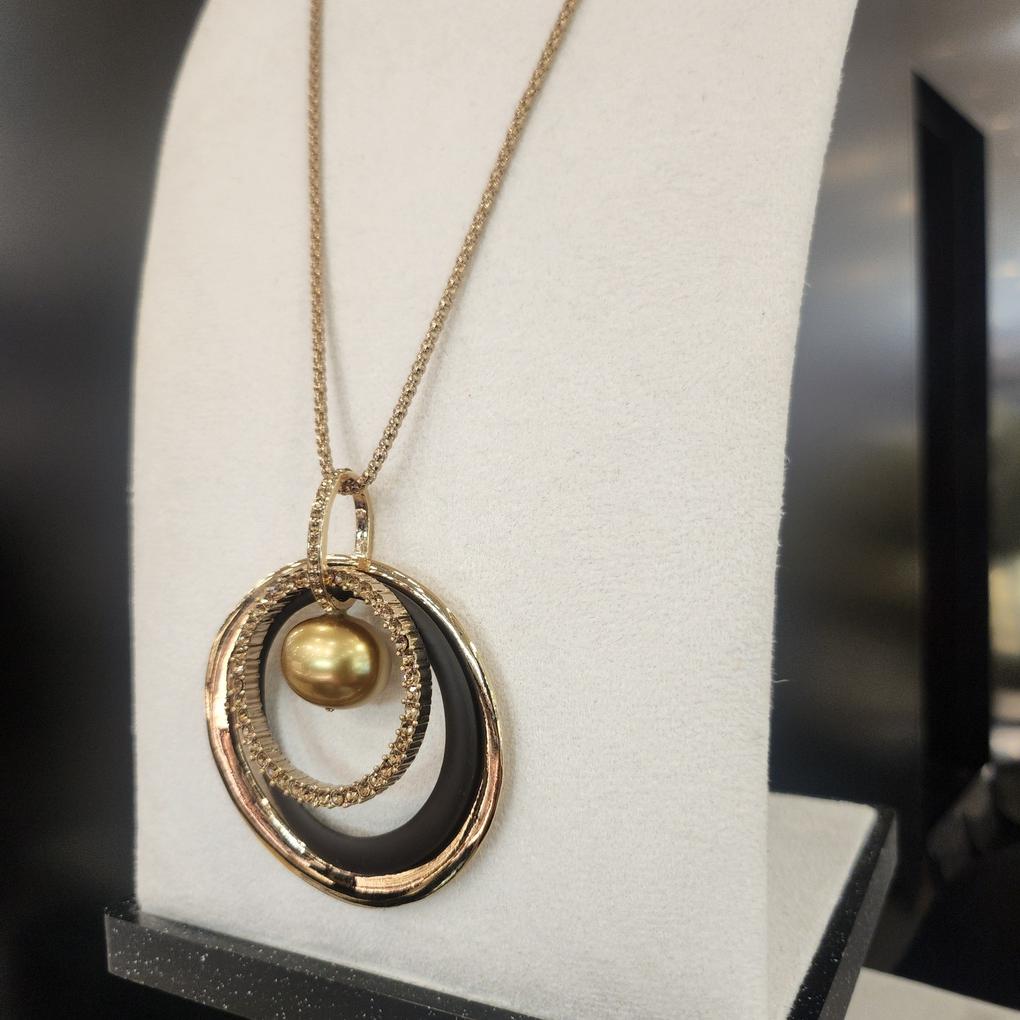 Atria Oval Freshwater Wood Ring N Necklace MRNNEFR0005BRF