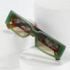 European & American Fashion Candy Color Sunglasses with Modern Leopard Decoration - Unisex Small Square Frame