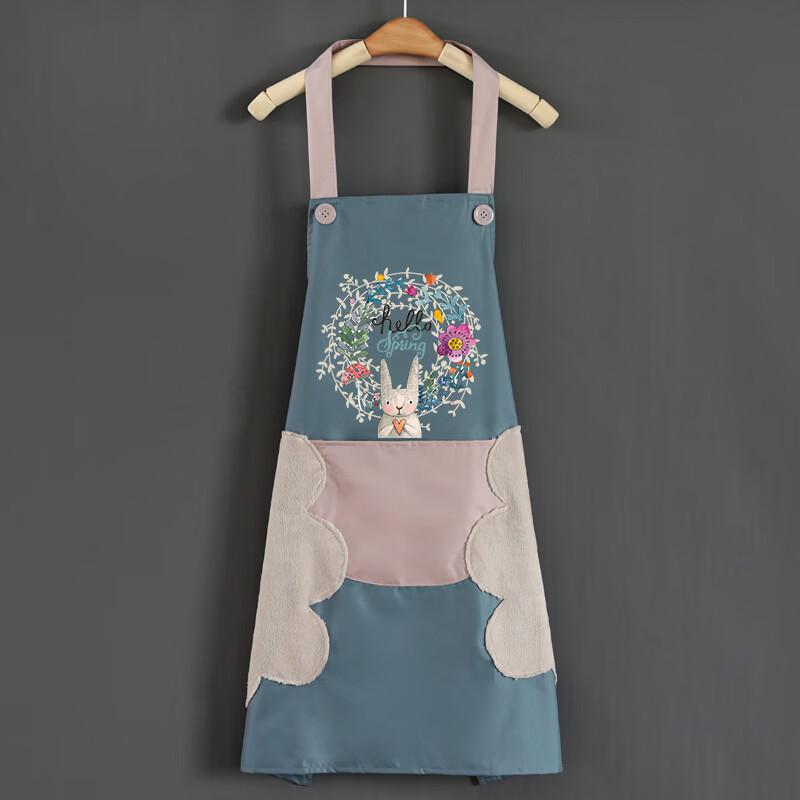 Hang-Neck Waterproof Kitchen Apron with Hand-Wiping Sides