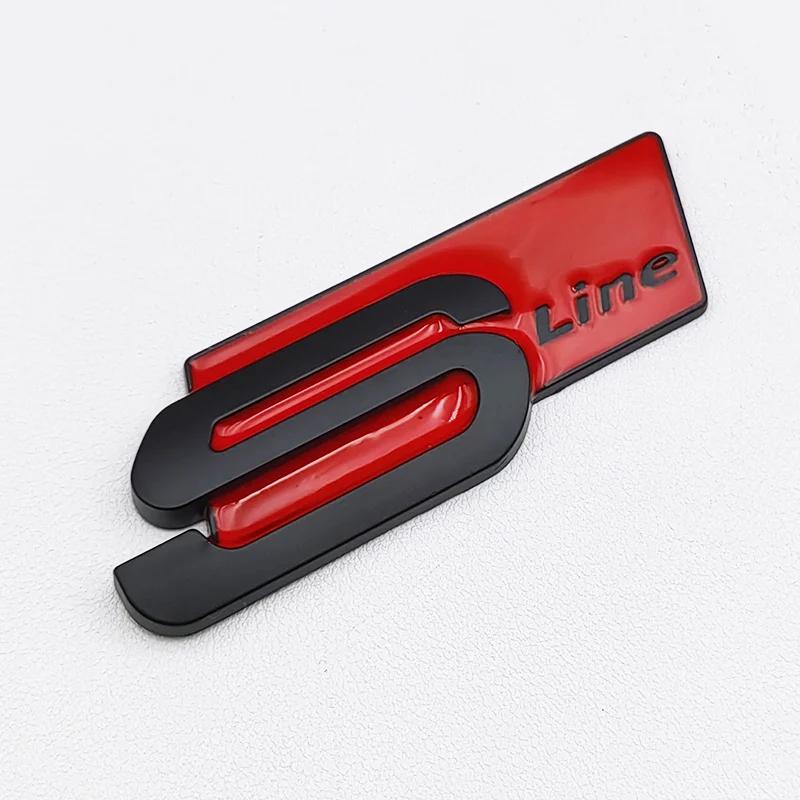 3D Metal S LINE Logo Styling Emblem Car Decal Badge For S1 Sline A1 A3 A4 A5 A7 Q2 Q5 Q7 TT SQ5 SQ7 B6 B7 Sticker Accessories 2x
