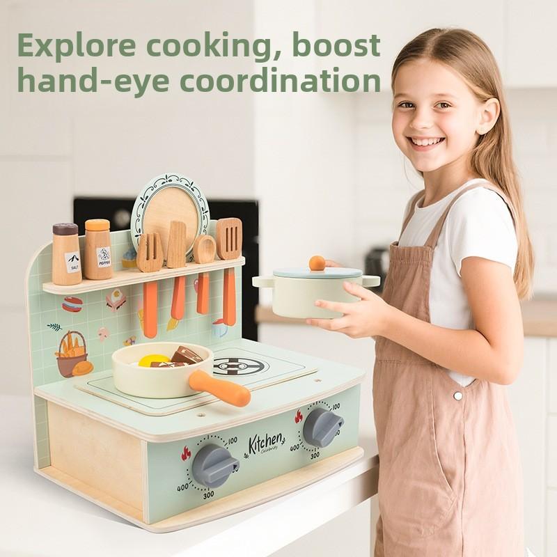 Wooden Mini Simulation Kitchen Utensil Set Children Toys For Imaginative Role Play