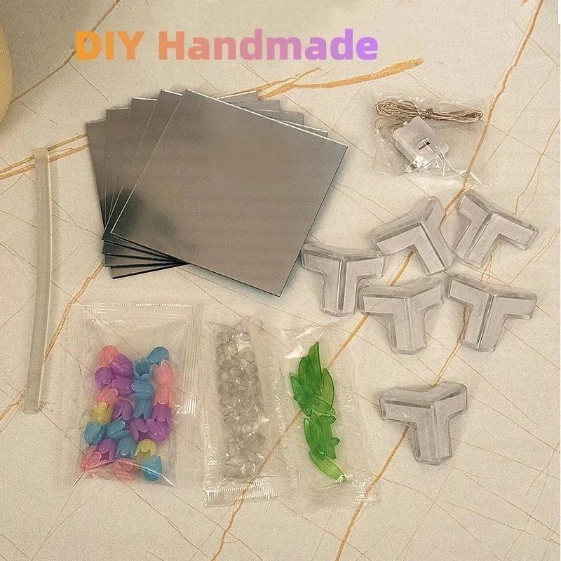 Handmade DIY Tulip  Cube Lamp Simulation Flower Bedroom Sleeping Table Night Light Birthday Gift