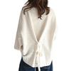 TeMibery Lyric Knit Long Ribbed Knit Pullover Top with Loose Solid Round Office Korean Style Women's Sweater, Spring/Winter, Sleeve, Top, Ribbon, Fit,