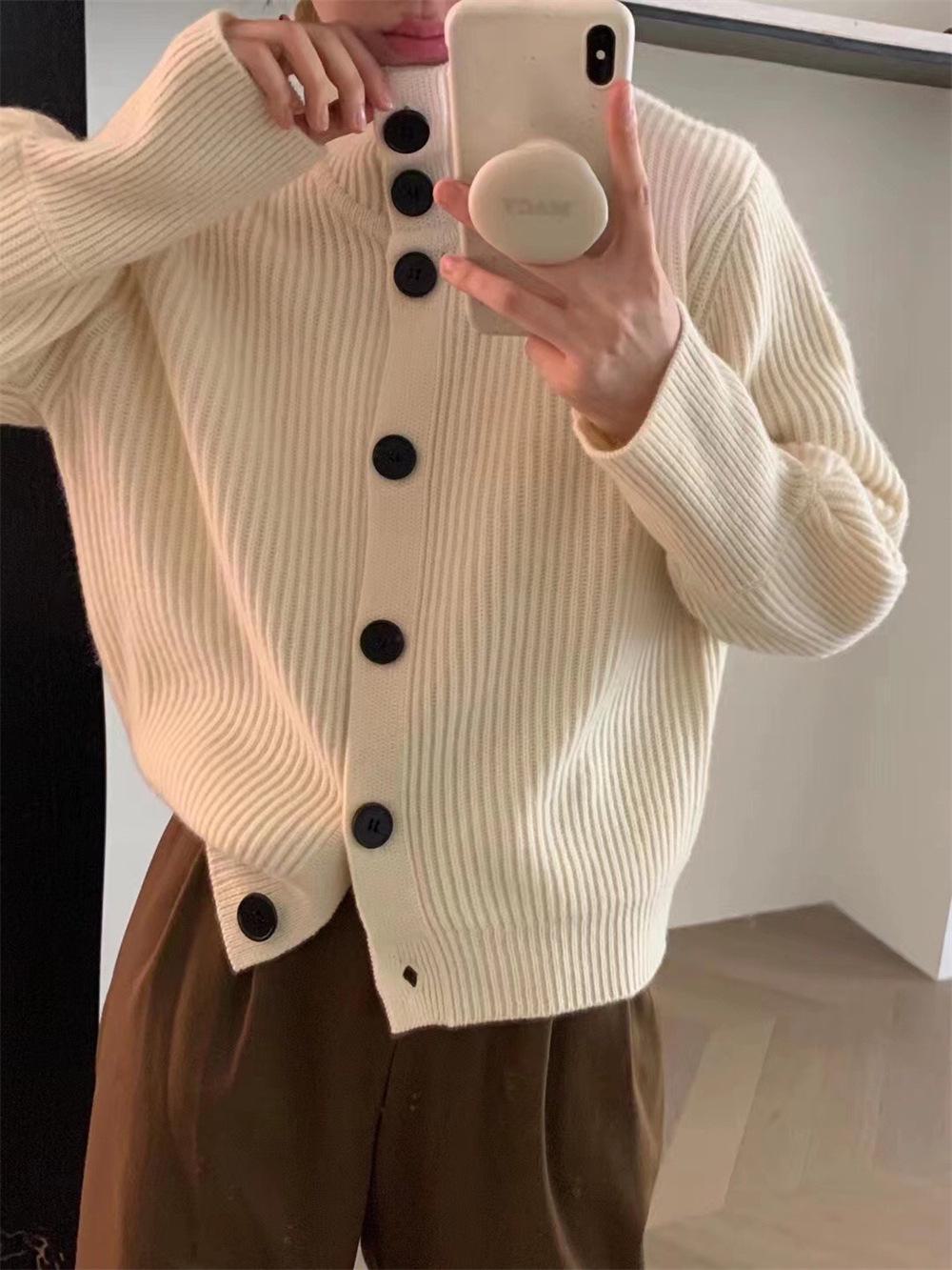 

Женский свитер-кардиган с высоким воротом осень/зима 2023 года One Size грязно-белый