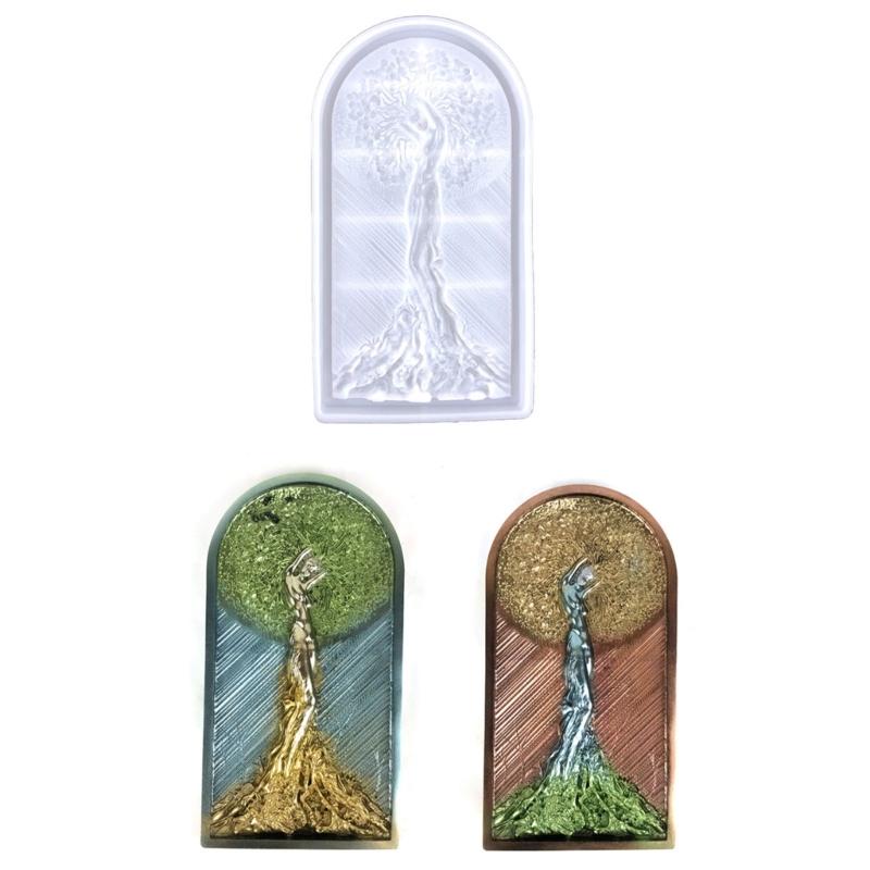 Diy Handmade Products Woman Big Tree Ornament Silicone Mold Scented Gypsum Ornaments Drop Glue Resin Mold for Decoration