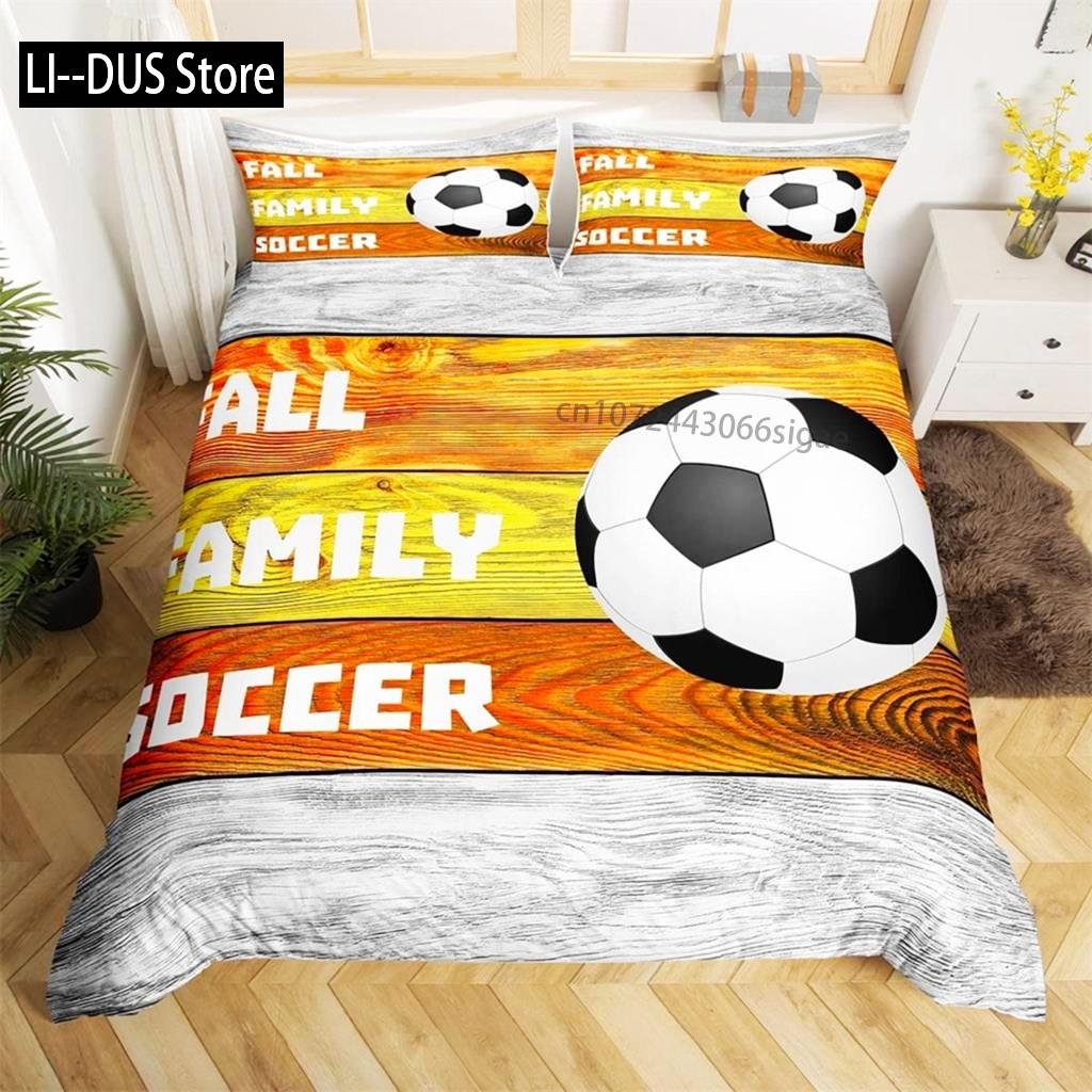 

Flame Soccer Duvet Cover Set Football Polyester Comforter Cover For Kids Teens Boys Soccer Lover Bedding Set Bedroom Decoration EU single(135x200cm)