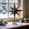Sturdy Spiral Spring Base Distressed Metal Eight-pointed Star Christmas Tree Topper with Stable Unique Top Ornament Base, Vintage for Holiday