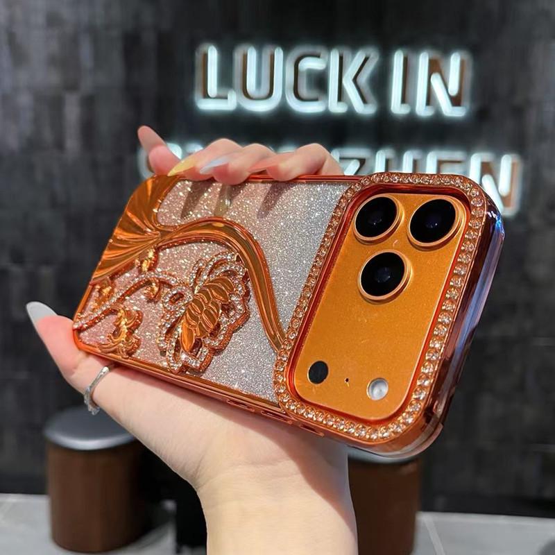 Glitter Diamond Floral Vine Electroplated Protective Case for iPhone 17 Pro Max