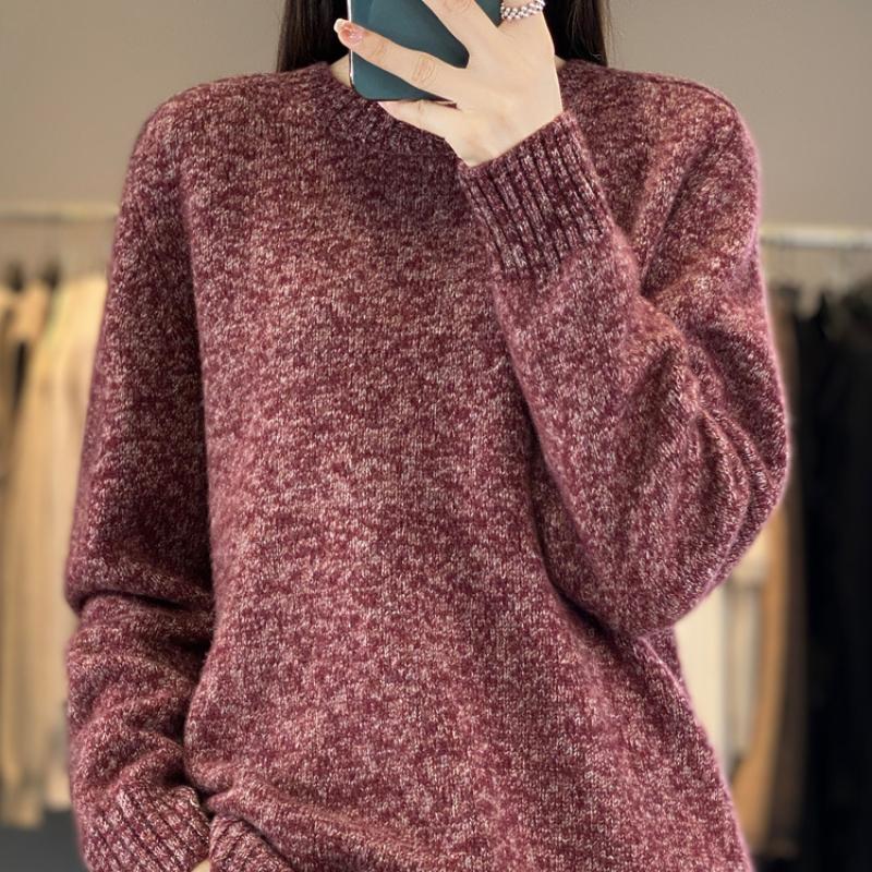 New Round Neck Sweater for Women In Autumn and Winter Casual Lazy Style Cashmere Knitted Sweater Loose Versatile Base Sweater Sweater