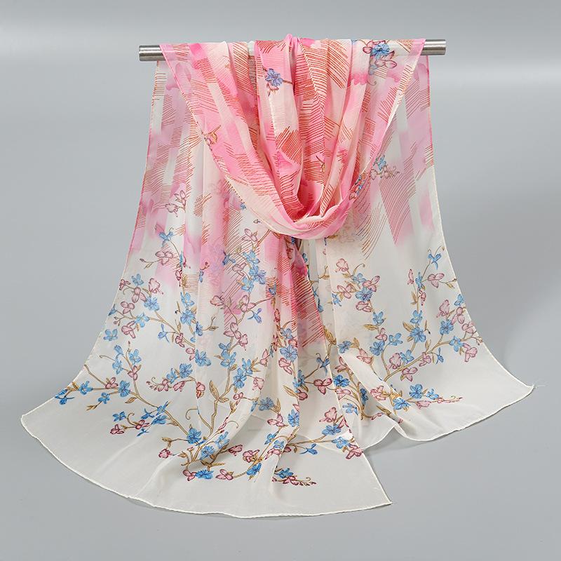 New Chiffon Printed Sun Protection Beach Scarf Scarf Thin Women's Versatile Chiffon Fresh Neck Scarf