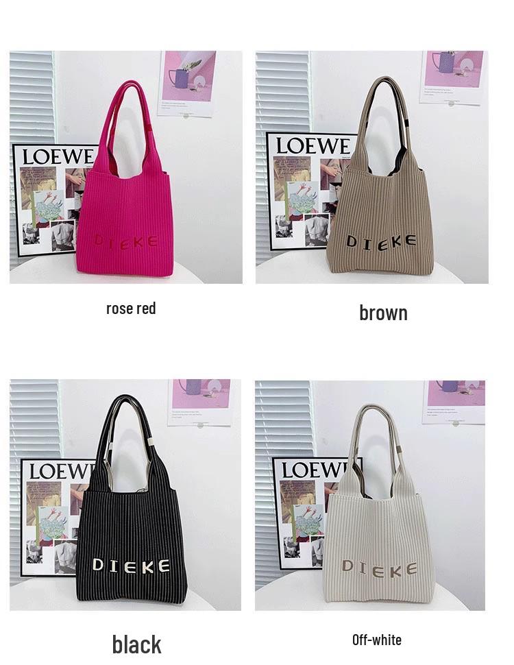 Classic Korean-Style Canvas Tote: Large Capacity, Versatile Striped Shoulder & Crossbody Bag for Women