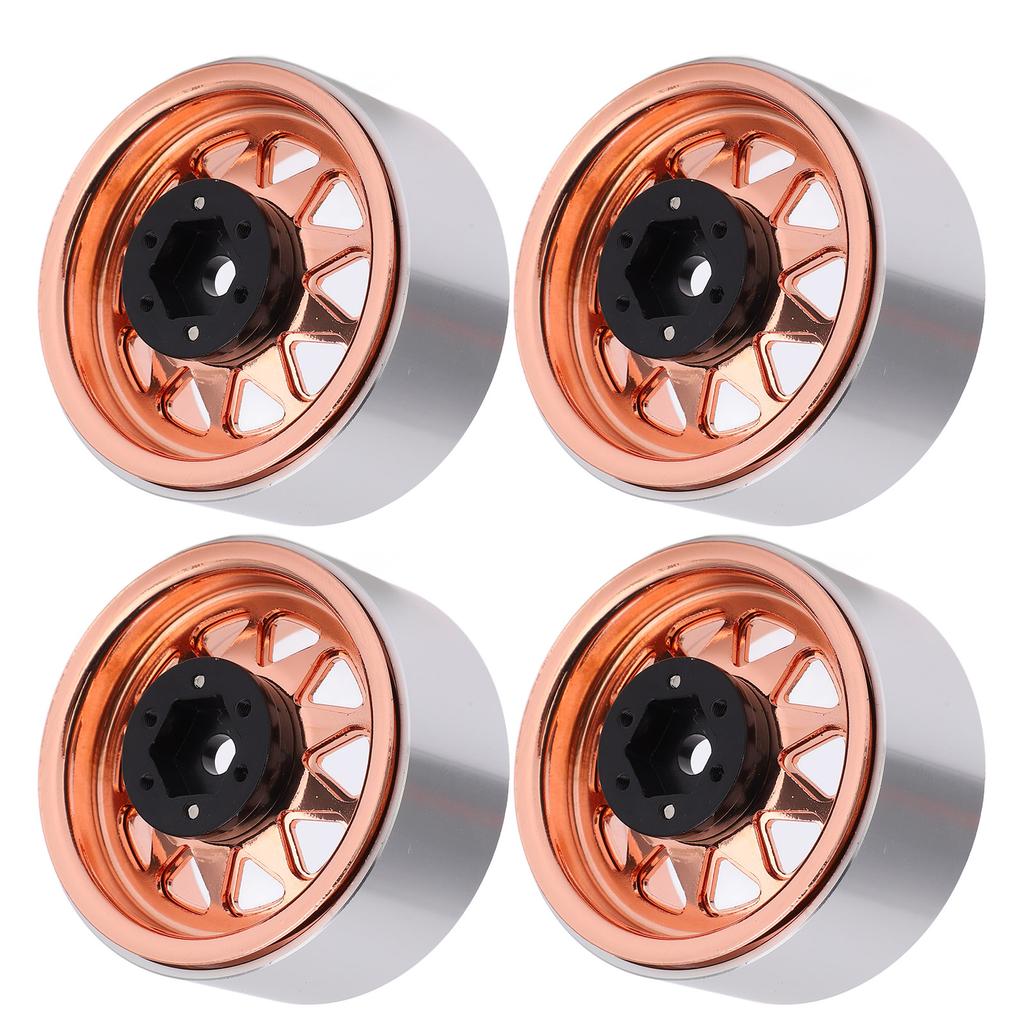 4pcs Metal 1.9 Inch Wheel Rims 10 Triangle Hole Hub for AXIAL SCX10 110 RC Climbing CarGold